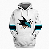 Sharks White All Stitched Hooded Sweatshirt,baseball caps,new era cap wholesale,wholesale hats